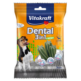 Produktbild von Vitakraft Dental 3in1 Fresh Zahnpflege-Snack für kleine Hunde mit Geflügel und ohne Zucker, 120 g - 7 x 120 g