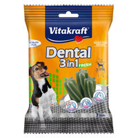 Produktbild von Vitakraft Dental 3in1 Fresh Zahnpflege-Snack für kleine Hunde mit Geflügel und ohne Zucker, 120 g - 7 x 120 g