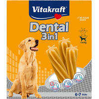 Produktbild von Vitakraft Dental 3in1 Zahnpflege-Snack für große Hunde mit Huhn und Rind Multipack 4 x 180 g - 4 x 180 g