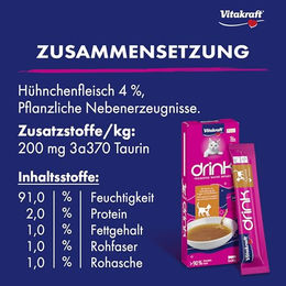 Vitakraft Drink Katzen Trinksnack Huhn mit Taurin 5 x 30 g - 45 x 30 g – Bild 1 von 7