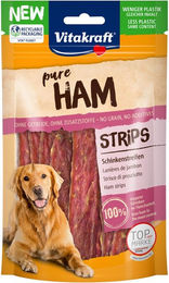 Produktbild von Vitakraft Hundeschinkenstreifen Schwein Trockenfleisch getreidefrei und ohne Zucker 3x80g