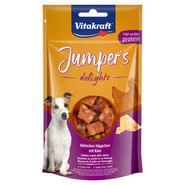 Produktbild von Vitakraft Jumpers Delights Belohnungssnack Hühnchen Häppchen mit Käse getreidefrei 80 g - 80 g