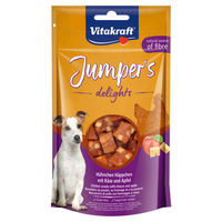 Produktbild von Vitakraft Jumpers Delights Belohnungssnack Hühnchen Häppchen mit Käse und Apfel getreidefrei 80 g - 80 g