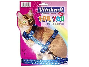 Vitakraft Katzengeschirr aus Nylon mit stufenlos verstellbarer Leine für erwachsene Katzen – Bild 1 von 3