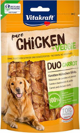 Produktbild von Vitakraft Kausnack Chicken Veggie Karottenstick mit Huhn ohne Konservierungsstoffe und Zucker 3x80g - 3 x 80 g