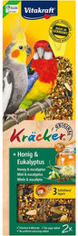Vitakraft Kräcker Honig-Eukalyptus Snack für Großsittiche und Nymphensittiche ohne tierisches Protein 180g - 2 x 90 g – Bild 1 von 3