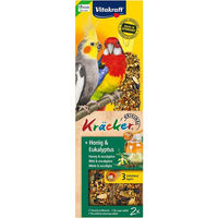 Produktbild von Vitakraft Kräcker Honig-Eukalyptus Snack für Großsittiche und Nymphensittiche ohne tierisches Protein 180g - 2 x 90 g