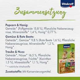 Vitakraft Kräcker Mix für Kaninchen mit Popcorn, Gemüse und Nüssen, 160g - 160 g – Bild 1 von 5