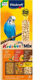 Vitakraft Kräcker Trio Mix Honig Orange Popcorn Knabberstangen für Wellensittiche 80 g – Bild 1 von 3