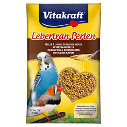 Produktbild von Vitakraft Lebertran Perlen mit Vitaminen und Mineralstoffen für Wellensittiche und Exoten 20 g - 20 g