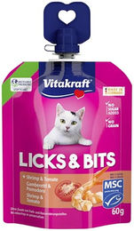 Vitakraft Licks & Bits Schleck-Snack Creme mit Garnele und Tomate, getreidefrei und ohne Zuckerzusatz, 60g – Bild 1 von 4