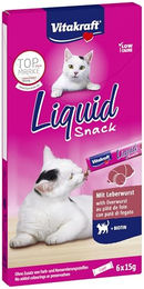 Vitakraft Liquid Snack Katzen Leckerli Leberwurst mit Biotin für Haut und Fell 6 x 15 g - 6 x 15 g – Bild 1 von 12