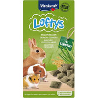 Produktbild von Vitakraft Loftys Knusperkissen Kräcker für Kaninchen und Degus mit Hafer und Timothy Heu ohne Zuckerzusatz 10x 100g - 10 x 100 g