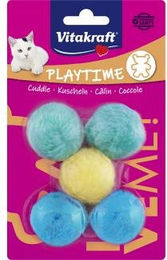 Vitakraft Playtime Katzenspielzeug Bunte Plüschbälle mit Glöckchen 5 Stück – Bild 1 von 5