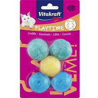 Produktbild von Vitakraft Playtime Katzenspielzeug Bunte Plüschbälle mit Glöckchen 5 Stück