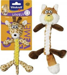 Produktbild von Vitakraft Plüschspielzeug für Hunde Fuchs und Giraffe bunt geknotet