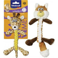 Produktbild von Vitakraft Plüschspielzeug für Hunde Fuchs und Giraffe bunt geknotet