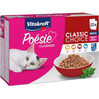Produktbild von Vitakraft Poésie Classique Katzen Nassfutter Stückchen in Sauce Huhn Truthahn Rind Lachs Getreidefrei und Ohne Zucker 12 x 85g - 12 x 85 g