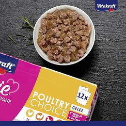 Vitakraft Poésie Classique Katzennassfutter Stückchen in Gelee mit Huhn Pute Ente und Geflügel ohne Zucker und Getreide 60 x 85g - 60 x 85 g – Bild 1 von 5