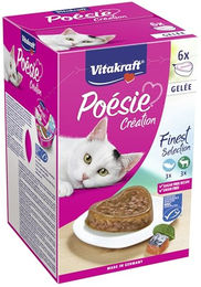 Vitakraft Poésie Création Katzen Nassfutter Gelee Lachs mit Spinat und Wild mit Cranberry getreidefrei und ohne Zucker 6x 85g – Bild 1 von 1