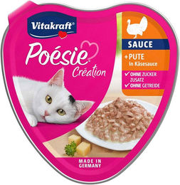 Vitakraft Poésie Création Katzen Nassfutter Pute in Käsesauce für Adult, getreidefrei und zuckerfrei, 15x85g – Bild 1 von 1