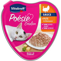 Produktbild von Vitakraft Poésie Création Katzen Nassfutter Pute in Käsesauce für Adult, getreidefrei und zuckerfrei, 15x85g