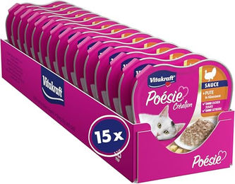 Vitakraft Poésie Création Katzen Nassfutter Pute in Sauce Adult Getreidefrei und Ohne Zucker 15x 85g – Bild 1 von 8