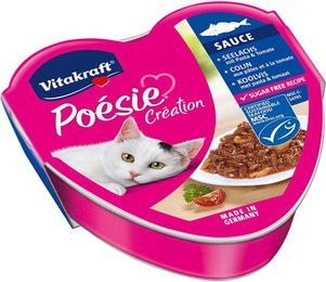Vitakraft Poésie Creation Katzenfutter Seelachs mit Stückchen in Sauce ohne Zucker 15 x 85g – Bild 1 von 2