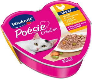 Vitakraft Poésie Création Katzennassfutter Huhn und Gartengemüse in Sauce getreidefrei ohne Zucker 15 x 85 g - 15 x 85 g – Bild 1 von 6