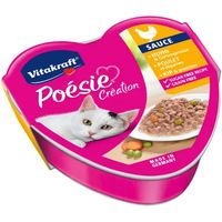 Produktbild von Vitakraft Poésie Création Katzennassfutter Huhn und Gartengemüse in Sauce getreidefrei ohne Zucker 15 x 85 g - 15 x 85 g