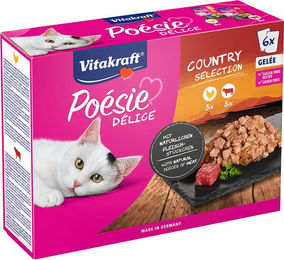 Vitakraft Poésie Délice Country Selection Katzen Nassfutter Stückchen in Gelee Huhn und Rind 6 x 85 g - 6 x 85 g – Bild 1 von 7