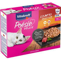 Produktbild von Vitakraft Poésie Délice Country Selection Katzen Nassfutter Stückchen in Gelee Huhn und Rind 6 x 85 g - 6 x 85 g