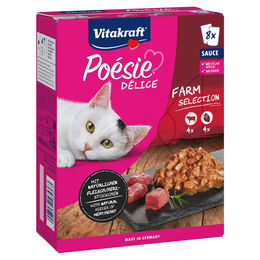 Vitakraft Poésie Délice Farm Selection Katzen Nassfutter Stückchen in Sauce Rind Geflügel Schwein Getreidefrei 8 x 85 g - 8 x 85 g – Bild 1 von 2