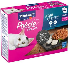 Vitakraft Poésie Délice Fish Selection Katzen Nassfutter Adult Fisch-Mix in Sauce, getreidefrei, 6 x 85 g - 6 x 85 g – Bild 1 von 8