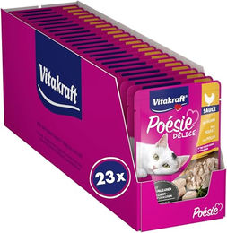 Vitakraft Poésie Délice Katzen Nassfutter Huhn Stückchen in Sauce Getreidefrei und Ohne Zucker Adult 23x 85g Beutel – Bild 1 von 5