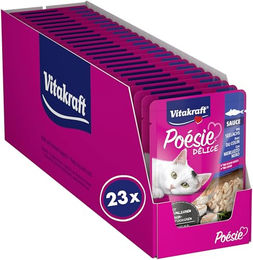 Vitakraft Poésie Délice Katzen Nassfutter mit MSC-zertifiziertem Seelachs in Sauce, getreidefrei und ohne Zucker, Adult, 23x 85g – Bild 1 von 5