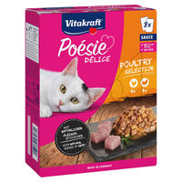 Produktbild von Vitakraft Poésie Délice Katzen Nassfutter Poultry Selection Stückchen in Sauce für erwachsene Katzen 8 x 85 g getreidefrei - 8 x 85 g