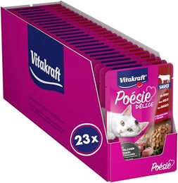 Vitakraft Poésie Délice Katzen Nassfutter Rind Stückchen in Sauce Adult Getreidefrei Ohne Zucker 23x 85g Beutel – Bild 1 von 8