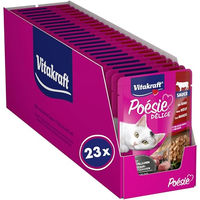 Produktbild von Vitakraft Poésie Délice Katzen Nassfutter Rind Stückchen in Sauce Adult Getreidefrei Ohne Zucker 23x 85g Beutel