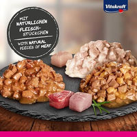 Produktbild von Vitakraft Poésie Délice Nassfutter für Katzen Adult Fleisch-Mix Huhn Pute Rind in Sauce getreidefrei 6 x 85 g - 6 x 85 g