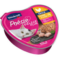 Produktbild von Vitakraft Poésie Délice Plus Katzen Nassfutter Adult Huhn und Lachs Stückchen in Sauce 15 x 85 g getreidefrei