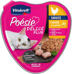 Produktbild von Vitakraft Poésie Délice Plus Katzenfutter Huhn und Lachs getreidefrei ohne Zucker 15x85g - 15 x 85 g