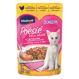 Produktbild von Vitakraft Poesie DeliSauce Katzenfutter Junior Huhn Stückchen in Sauce getreidefrei 23x85g Beutel
