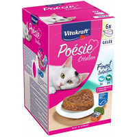 Produktbild von Vitakraft Poésie Katzenfutter Multipack mit Lachs und Wild in Gelee, getreidefrei und ohne Zucker, 6 x 85g - 6 x 85 g
