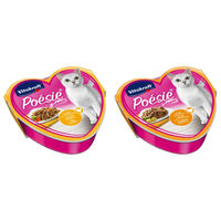Produktbild von Vitakraft Poesie Katzenfutter Stückchen in Sauce Huhn mit Gartengemüse und Pute in Käsesauce 30x 85g