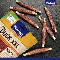 Produktbild von Vitakraft Pure Duck Bonas Kausnacks für Hunde mit Ente und Rind getreidefrei und ohne Zucker 600g - 3 x 200 g