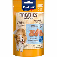 Produktbild von Vitakraft Treaties Minis Belohnungssnack Lachs und Geflügel mit Omega 3 ohne Zucker für alle Altersstufen 4x48g