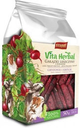 Produktbild von VITAPOL Haselzweige mit Roter Bete für Kaninchen und Nagetiere 50 g - 50 g