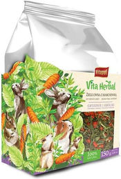 Produktbild von VITAPOL Vita Herbal Ergänzungsfutter für Kaninchen und Nager Kräuterhafer mit Karotten vegan 150 g - 150 g