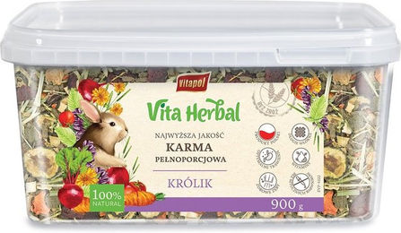 Produktbild von VITAPOL Vita Herbal Getreidefreies Vegan Hauptfutter für Kaninchen 900g - 900 g